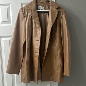 Elegant Tan Leather Women's Jacket